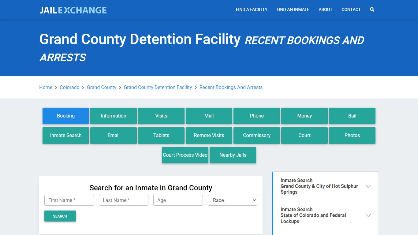 Grand County Detention Facility Recent Bookings And Arrests - Jail Exchange