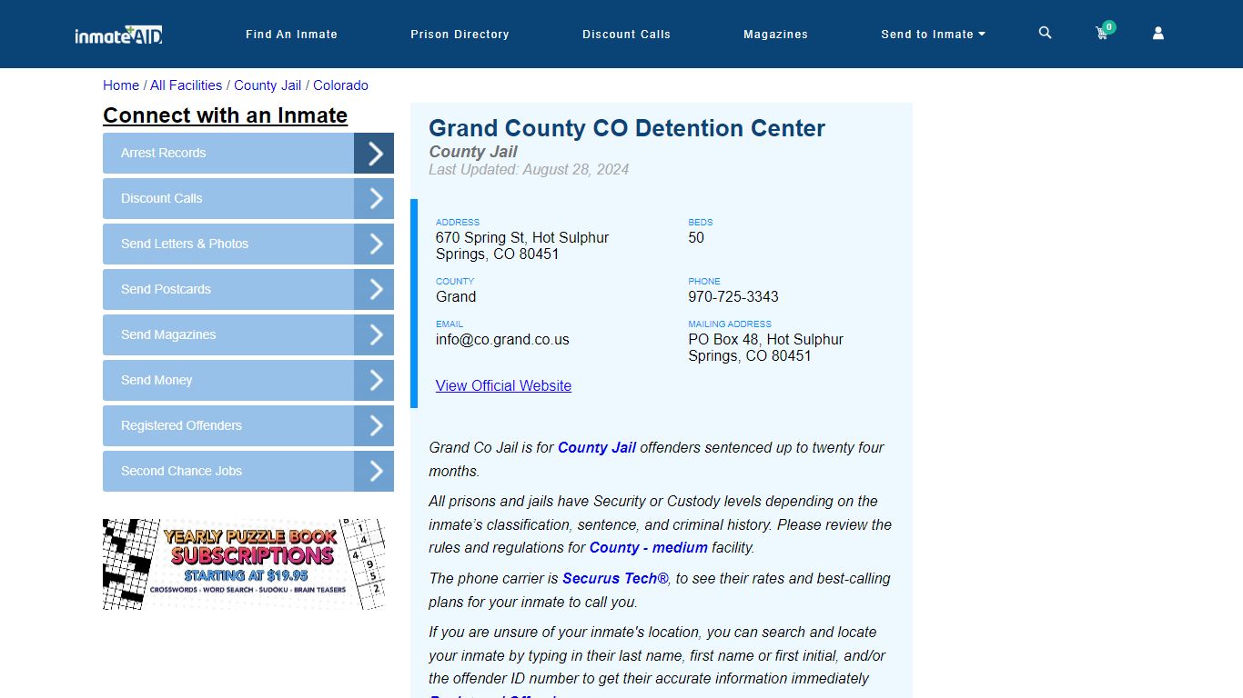 Grand County CO Detention Center - Inmate Locator