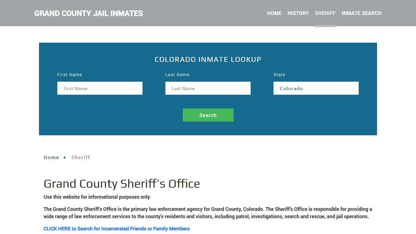 Grand County Sheriff, CO Arrest Warrant Lookup